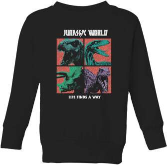 Jurassic Park World Four Colour Faces Kids' Sweatshirt - Black - 98/104 (3-4 jaar) Zwart - XS