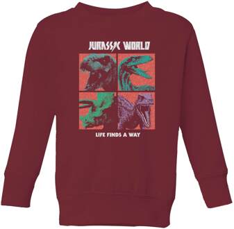 Jurassic Park World Four Colour Faces Kids' Sweatshirt - Burgundy - 98/104 (3-4 jaar) - Burgundy - XS