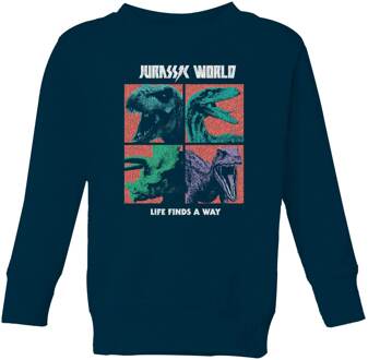 Jurassic Park World Four Colour Faces Kids' Sweatshirt - Navy - 134/140 (9-10 jaar) - L