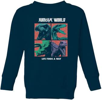 Jurassic Park World Four Colour Faces Kids' Sweatshirt - Navy - 98/104 (3-4 jaar) - Navy blauw - XS