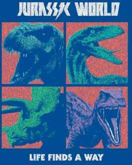 Jurassic Park World Four Colour Faces Men's T-Shirt - Blue - S Blauw