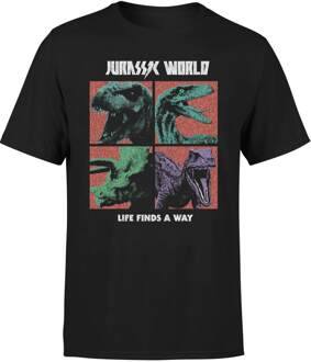 Jurassic Park World Four Colour Faces Men's T-Shirt - Zwart - L