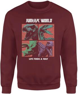 Jurassic Park World Four Colour Faces Sweatshirt - Burgundy - L - Burgundy