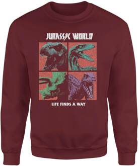 Jurassic Park World Four Colour Faces Sweatshirt - Burgundy - M Rood