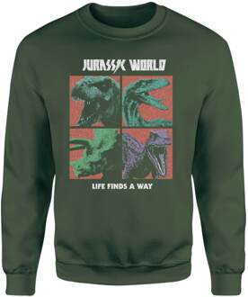 Jurassic Park World Four Colour Faces Sweatshirt - Green - L Groen