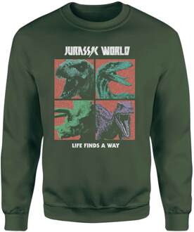 Jurassic Park World Four Colour Faces Sweatshirt - Green - XS - Groen