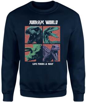 Jurassic Park World Four Colour Faces Sweatshirt - Navy - L - Navy blauw