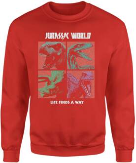 Jurassic Park World Four Colour Faces Sweatshirt - Red - XXL Rood