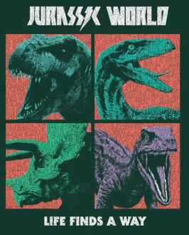 Jurassic Park World Four Colour Faces Women's T-Shirt - Green - L - Groen