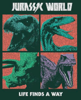 Jurassic Park World Four Colour Faces Women's T-Shirt - Green - XXL Groen