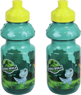 Jurassic World 2x jurassic world dinosaurus bidon - pop-up drinkbeker - 350 ml - drinkfles voor school
