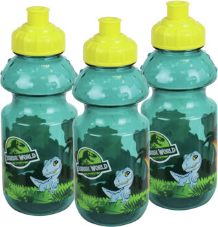 Jurassic World 3x jurassic world dinosaurus bidon - pop-up drinkbeker - 350 ml - drinkfles voor school