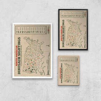 Jurassic World Dinosaur Sightings Map Giclee Art Print - A3 - Print Only Meerdere kleuren