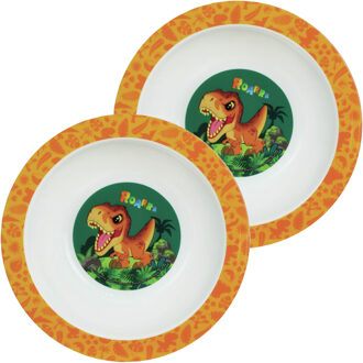 Jurassic World dinosaurus bordje - 4x - diep - D16 cm -kunststof - kinderbordje
