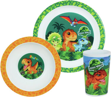 Jurassic World Kinder ontbijt set Jurassic World dinosaurus 3-delig van kunststof - Serviessets