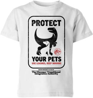 Jurassic World Protect Your Pets Kids' T-Shirt - White - 110/116 (5-6 jaar) Wit - S