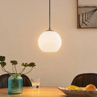 Jurian hanglamp 1-lamp, nikkel/opaal nikkel, opaal mat