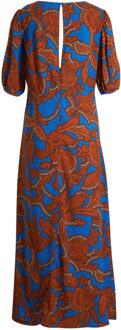 jurk BYJOSA met all-over print terra/blauw Bruin