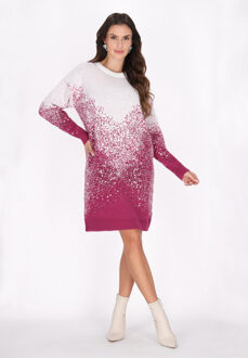 Jurk Dames GEBROKEN WIT FUCHSIA - XL/2XL