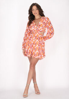 Jurk Dames Oranje Veelkleurig - L