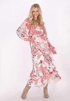 Jurk Dames Rood Veelkleurig