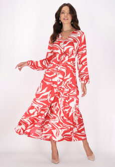 Jurk Dames rood wol wit - S