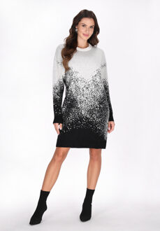 Jurk Dames wol wit zwart Gebroken wit