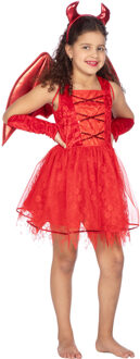 Jurk Duivel Kind met vleugels en tiara Rood - Zalm