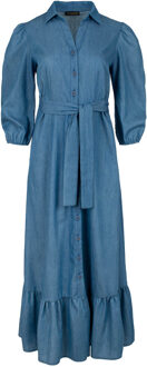 Jurk in denimstijl met ruches Indigoblauw - XL