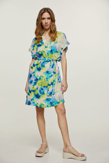 Jurk met abstracte print en splitjes Veelkleurig - L