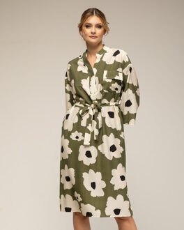 Jurk met bloemenprint Kaki - S