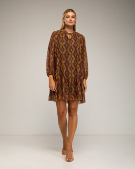Jurk met geometrische print - maat Roest