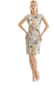 Jurk met geometrische print Taupe - EU 36 / UK 8