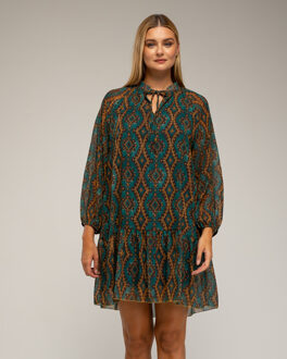 Jurk met geometrische print Turquoise - One Size