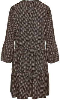 Jurk met gerimpelde naden en klokmouwen Bordeaux - S