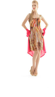 Jurk met gerimpelde print Bruin - EU 36 / UK 8