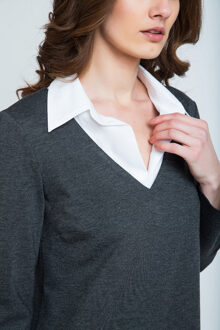 Jurk met kraag in overhemdstijl Houtskool - EU 38 / UK 10