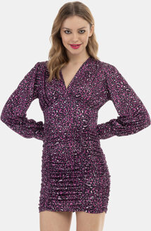 jurk met lange mouwen Fuchsia - S