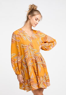 jurk met lange mouwen hoona Oranje - XL