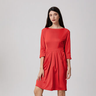 Jurk met plooien en plooien Rood - XS