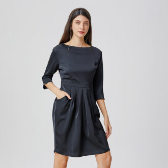 Jurk met plooien en plooien Zwart - XS