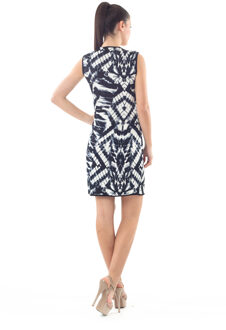 Jurk met print en ongelijke zoomlijn Zwart - EU 36 / UK 8