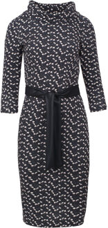 Jurk met print en riem Donkergrijs