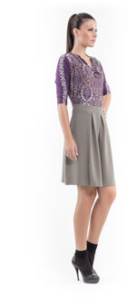 Jurk met printdetail en volledig geplooide rok Bourgogne - EU 46 / UK 18