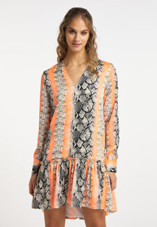 jurk met reptielenprint gaya Oranje - S