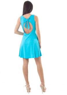 Jurk met strikdetail Turquoise - L