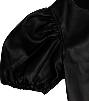 Jurk van imitatieleer met pofmouwen 786914 voor meisjes Zwart - 6-7J / 116-122cm