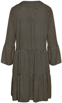 Jurk van viscose met geplooide naden Olijf