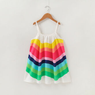 Jurk Voor de Zomer Meisje Kinderen Kleding Baby Meisjes Mouwloze Regenboog Jurken Kleding Kids Meisje Katoenen Jurk Prinses Outfits 4T