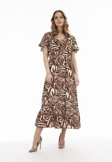 Jurk - zebraprint Dames Bruin Wit Bruin/Wit - M